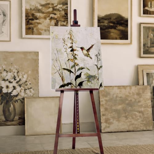 MEEDEN Art Wooden Easel Stand: Solid Beechwood, Can Hold Canvas up to 43" | Adjustable Height from 57"-76" for Studio Gallery, Multiple Angles A-Frame Easel for Adults Artists Beginners, Deep Walnut - color: Deep Walnut