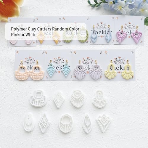 9-Piece Boho Geometric Clay Cutters Set - Art Deco & Fan Shapes for DIY Earring Making, Polymer Clay Jewelry Craft, and Designer Modeling Accessories - color: L color