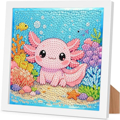 Arttoplus Axolotl Diamond Art Painting Kits for Kids with Frame 7x7 inch - color: CC1071-US