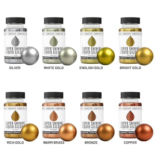KAMENSKAYA Liquid Silver Leaf Paint - Alcohol Based Fast Drying Silver Liquid Leaf, 3.38 fl oz (100 ml) | Liquid Leaf Paint with Natural Metallic Pigment, Strong Shine, Pen Brush & Funnel, One-Coat Coverage – Made in EU - color: Silver, size: 3.38 Fl Oz (