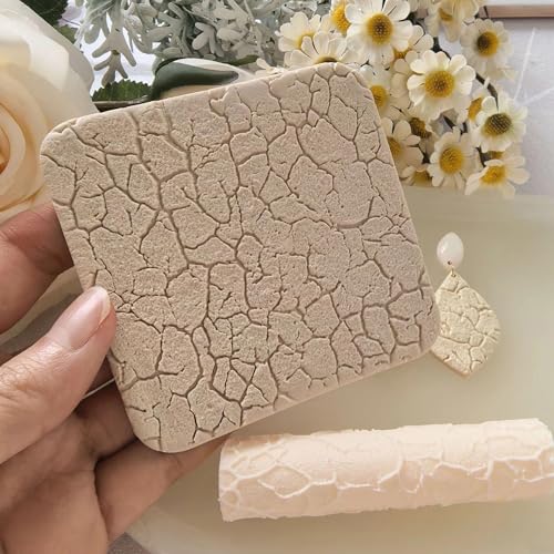 Polymer Clay Texture Roller Work with Polymer Clay Cutters for DIY Earrings Jewelry Making Craft Supplies (Texture A)