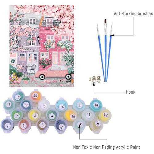 Paint by Numbers Kit for Adults,Cityscape DIY Paint by Number 16x20 In | Paint by Number for Beginner,Adult Paint by Number,HD Color Canvas,DIY Tool Kits,Stress Relief Craft,Great Gift,Without Frame - color: MT6132