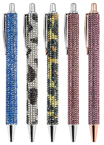 Gullor Click Ballpoint Pens, Diamond-encrusted Ball Pens, Black Ink Medium Point 1mm, for Office Supplies Gift Wedding Birthday - color: Color Set 3, style: 5 Pieces