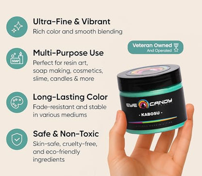 Eye Candy Pigments Premium Green Mica Powder - Kabosu (50gr) - for Epoxy, Resin, Soap, Paint, Woodworking, Acrylic Pouring, Bath Bombs, Fishing Lures - DIY Arts and Crafts Additive - color: Kabosu Green