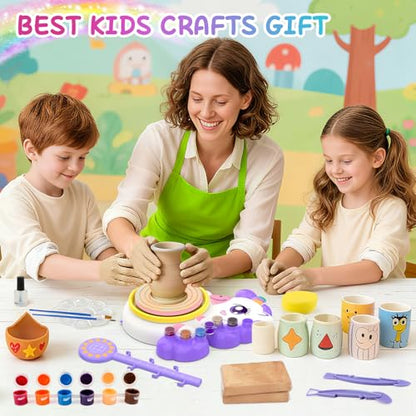 Pottery Wheel for Kids, Unicom Craft Kit Arts and Crafts for Kid Ages 6-12 | Complete Pottery Painting Kit with Clay Art Supplies Kids Toys Girls Birthday Chnistmas Git for 6 7 8 9 10 11 12+ Years Old - color: purple