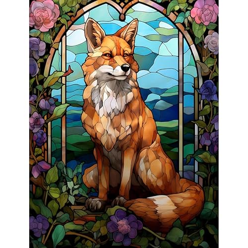 askkqtx Animal Fox Diamond Art Kits for Adults 12x16 Inch - color: G9333