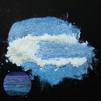 Matio Chameleon Mica Powder 1.06oz/30g Midnight Dream White Chrome Powder | Pearlescent Effect Color Shift Pigment for Resin Craft, Soap Candle Dye, Nail Art,Bath Bomb,Paint,Slime Pigment - color: W-Midnight Dream
