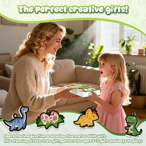 MZYTOZA 3D Art Kit Aqua Magic Puffs Dinosaur - Double-Sided, 15 Mess-Free Paint by Number Craft for Kids, Christmas Gift Idea & Stocking Stuffer, Art Projects with Puff Markers - color: Double-sided Dinosaurs