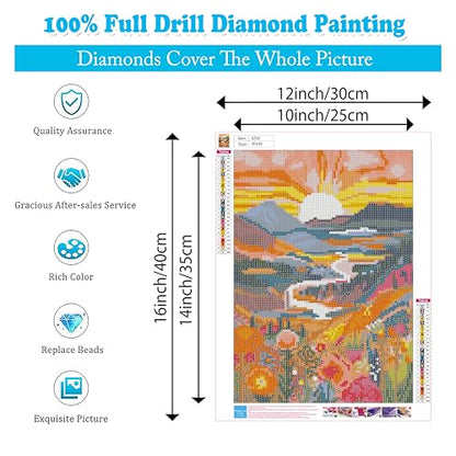 Diamond Art Painting Landscape-Diamond Art Kits for Adults 12x16inch | Sunrise 5D Diamond Painting,DIY Full Drill Diamond Art Sunrise Gem Painting and Crafts Includes All Tools - color: Sunrise, size: 12x16inch(Round diamond painting)