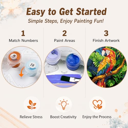 AUKELHJ Framed Paint by Numbers Kit for Adults, Parrot, 10x10 inch - color: 16-Parrot