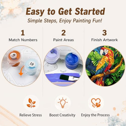 AUKELHJ Framed Paint by Numbers Kit for Adults, Parrot, 10x10 inch - color: 16-Parrot