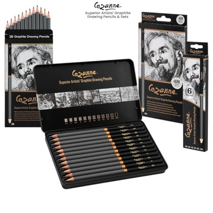 Cezanne Graphite Drawing Pencils Set - 3B, Set of 12 Break-Resistant Graphite Lead, Easy-to-Sharpen Sketch Pencils, Master Artist Quality Graphite Pencils for Technical and Artistic Drawing - color: 3B, size: Set of 12