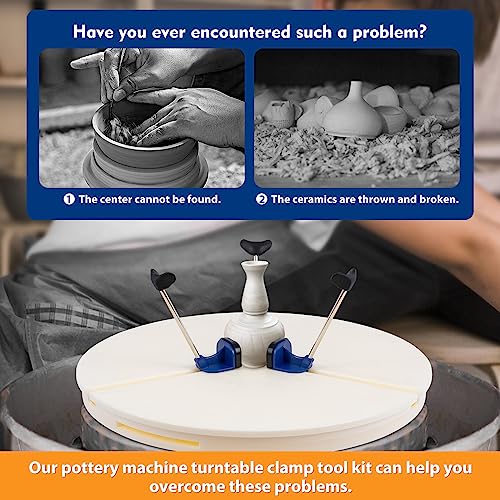 Pottery Wheel Turntable Clamp Includes Rods and Sliders, Portable Ceramic Pottery Trimming Tools Pottery Machine Turntable Clamp for Ceramic Beginners Professionals (US Stock)