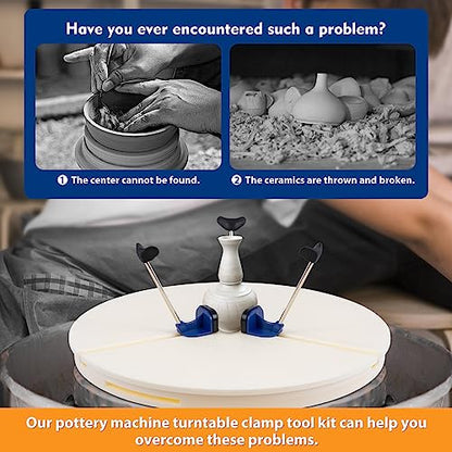 Pottery Wheel Turntable Clamp Includes Rods and Sliders, Portable Ceramic Pottery Trimming Tools Pottery Machine Turntable Clamp for Ceramic Beginners Professionals (US Stock)