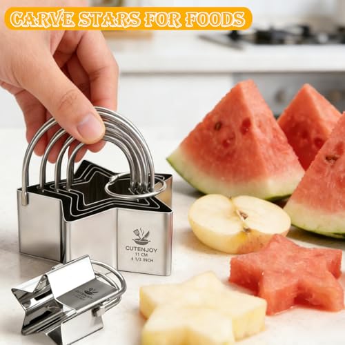 Star Cookie Cutters (5 Pieces/Set), Biscuit Cutter Set with Handle | Professional Baking Dough Cutter Tools for Cakes, Sandwiches, Donuts, Dumplings - size: 5 Sizes Star Cutters With Handle