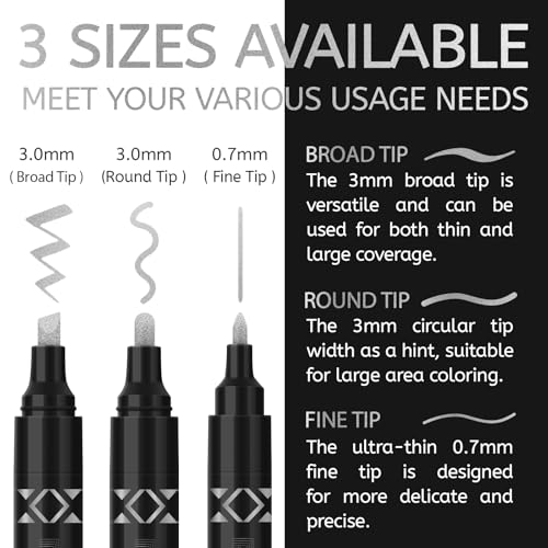 BIGTHUMB 3Pcs Liquid Chrome Paint Markers, Gloss Mirror Marker, Oil-based Permanent Chrome Maker, Reflective Metallic Pen Markers for Repairing, Model Painting DIY Art Projects, Silver - style: 3PCS Silver