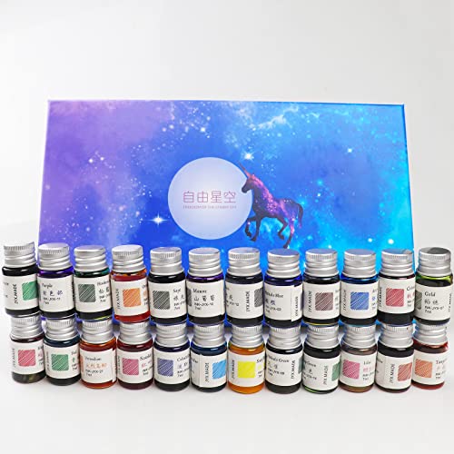 24 Colors Calligraphy Ink Set, Colorful Dip Pen Ink With Gold Powder for Drawing and Writing Art, Gift Box Included
