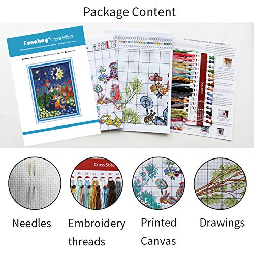 Funchey Stamped Cross Stitch Kits, DIY Cross Stitch Pattern for Adults Beginners Needlepoint Kits Embroidery Kit Arts and Crafts 11CT-Colorful Lotus Dragonfly 16x20 inch - color: Handicraft patterns07