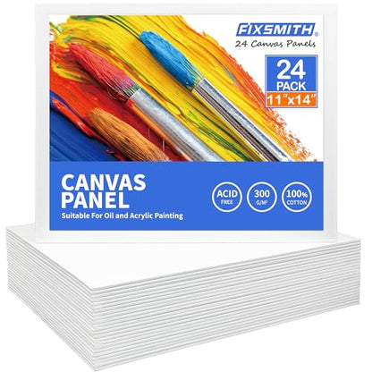 Canvas Boards for Painting 11x14 Inch, Super Value 24 Pack Paint Canvases, White Blank Canvas Panels, 100% Cotton Primed Canvas for Painting, Painting Art Supplies - size: 11"×14"