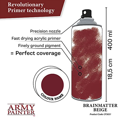 The Army Painter, Colour Primer Brainmatter Beige, 400 ml acrylic spray | Spray Paint Basecoat for Miniature Model Undercoat Priming, Plastic Wargames, DnD & Warhammer - color: Brainmatter Beige