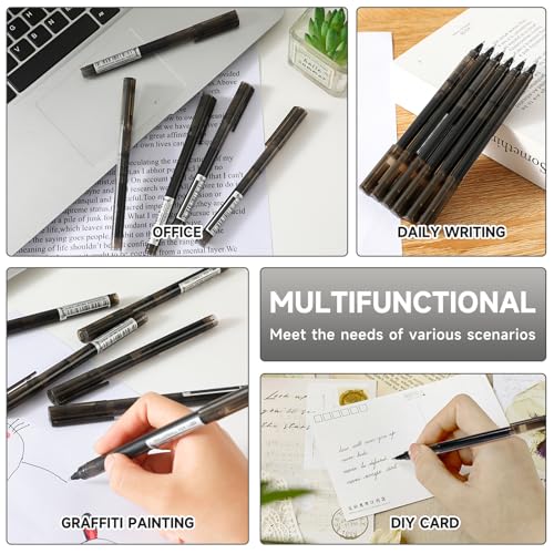 Black Fine Point Gel Pens 24Pcs 0.5mm Gel Ballpoint Pens Black Liquid Ink Pens No Smear No Bleed, Smooth Writing Pen for Journaling Note Taking Drawing Sketching Coloring Office School Supplies - color: 24 Black