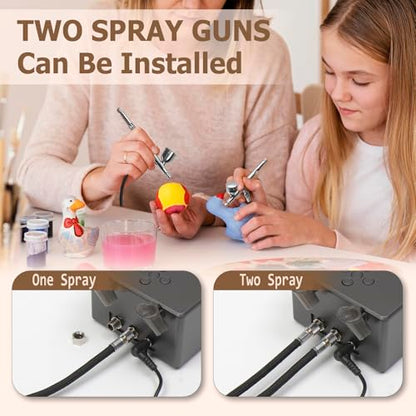 Colima Airbrush Kit, 27PSI Air Brush Gun Set with Air Compressor & 12 Paint - color: 27psi airbrush kit with 12pc paint