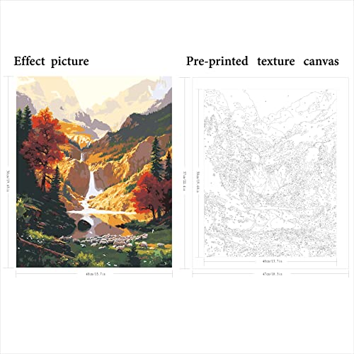 QUITEDEW Paint by Number for Adults,Mountain Waterfall Paint by Numbers, Nature Scenery Paint by Number Kits,Suitable for Home Wall Decoration 16x20 Inch - color: A3-mountain