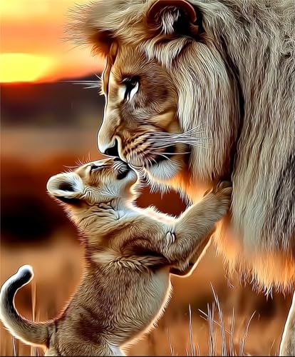 Jiqinsiye Lion Adult Paint by Number Kits,Animal Painting Kits on Canvas,Large Color by Numbers Watercolor Gifts for Friends Home Wall Decor - color: lion