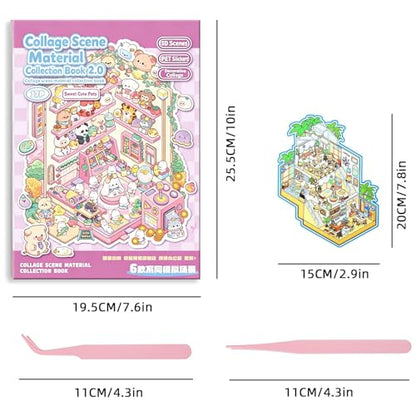 3D Sticker Scene Therapy Book – DIY Miniature Craft Kit with Repositionable 3D Stickers, Stress Relief Gift for Teens & Adults - color: Jumbo Size Book | 6 Large Scenes (10.3x7.9in)