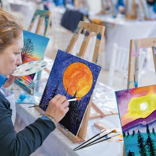 Cholemy 36 Pcs Paint and Sip Kit Gift for Adults 8''x10'',Mountain | Pre Drawn Canvas, Painting DIY Afro Acrylic Painting Kit, Wood Easel Brushes, Date Night Bulk, Summer Halloween Party - style: Mountain