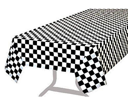 BRICHBROW Pcs of 2 Premium Plastic Checkered Flag Tablecloths - color: Black/White