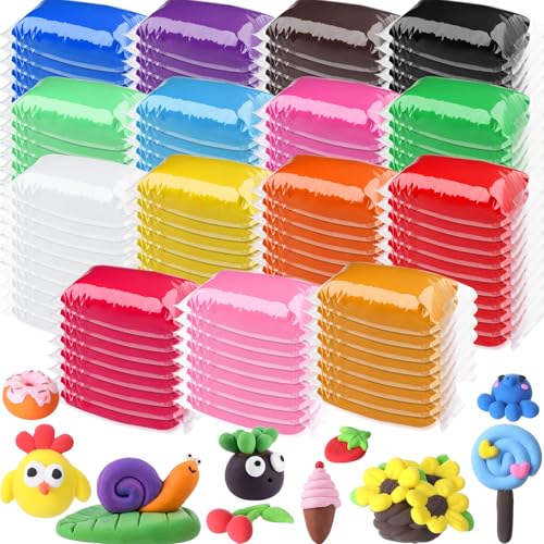 VioraWhite 144 Pcs Air Dry Clay Bulk 76 oz Mardi Gras Soft DIY Modeling Clay Kit Magic Foam Crafts for Sculpting Kids Gifts Party School Supplies for Crafts Artistic Project (Multicolor) - color: Multicolor