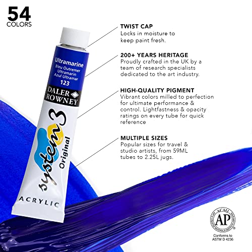 Daler Rowney System3 10-Tube Acrylic Paint Set for Adults - Acrylic Painting Supplies for Artists and Students - Acrylic Paints for Murals Canvas and More - Art Paints for Any Skill Set - style: 10 Pack Intro, Medium Body