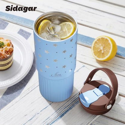 26 oz Insulated Stainless Steel Tumbler with Straw & Handle Star - color: Starry Blue