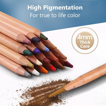 Artist Soft Pastel Chalk Pencils - 24 Color Set for Portrait & Figure Drawing Premium Blendable Pastels for Mixed Media Art,Layering Techniques & Traditional,Pastel Painting,Lightfast Pigments