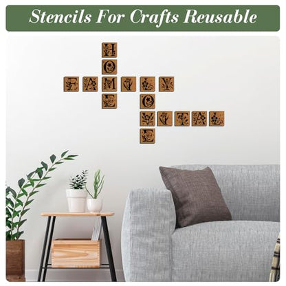 Letter Stencils for Crafts Reusable 36Pcs Number Stencils(5.1X5.1 Inch) - color: Floral Letter