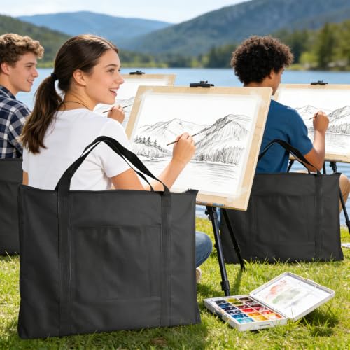 Ostlttyn Art Portfolio Case, Waterproof 18x24 Inch Large Art Portfolio Bag with Shoulder Strap for Artwork, Poster, Sketching, and Drawing, Black - size: 18 x 24 inches