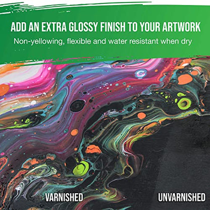 U.S. Art Supply 16 oz Acrylic Sealer, High Gloss Varnish for Acrylic Painting - Non-Yellowing, Clear Coat Protective Finish with UV Protection for Paint - size: 16-ounces