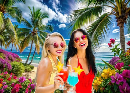 7x5ft Summer Hawaiian Beach Photography Backdrop Tropical Flower Palm Leaves Background for Luau Aloha Party Decoration Banner Photo Booths - size: 7x5ft