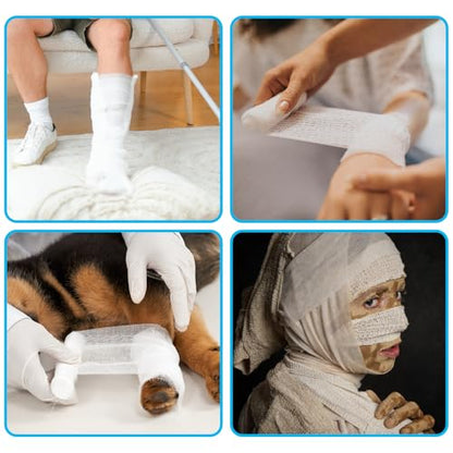 6 Rolls Cast Padding, Soft Cotton Padding Bandage Cast Use with Plaster Cloth Gauze Bandages for Halloween Wrap Bandages Art Projects Body Casts Hobby Craft, Individual Pack Bandage Wrap Rolled