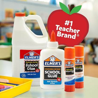 Elmer's Liquid School Glue, Slime & Craft, Safe and Non-Toxic, Washable, White, 4 Ounces Each, 12 Count - For Classroom, Home, Office, Teacher Supplies, #1 Teacher Brand - size: 4 Oz. - 12 count