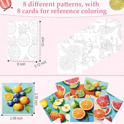 Cholemy 36 Pcs Paint and Sip Kit Gift for Adults 8''x10'',Colorful Fruits | Pre Drawn Canvas, Painting DIY Afro Acrylic Painting Kit, Wood Easel Brushes, Date Night Bulk, Summer Halloween Party - style: Colorful Fruits