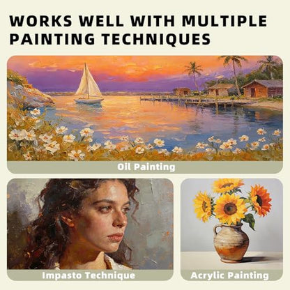 Large Cotton-Linen Blend Canvas Roll for Painting, 63 in x 6 yd | 12 oz Pre-Primed, Triple-Layer Acid-Free Gesso, Ready for Oil & Acrylic, Brush Set Included, For Murals & Oversized Art - size: 63 in × 6 yd