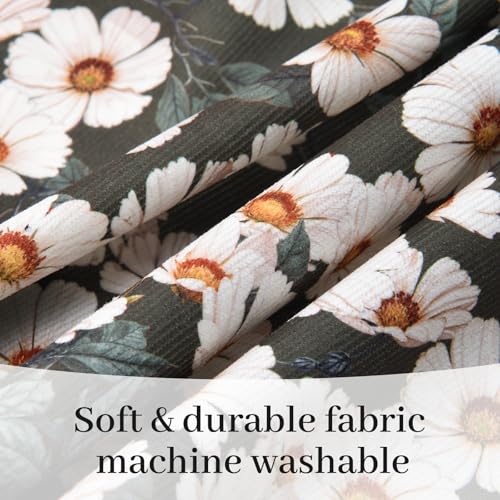 Cute Floral Apron for Women with Pockets, Cotton, Adjustable Straps - color: Olive Green