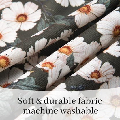 Cute Floral Apron for Women with Pockets, Cotton, Adjustable Straps - color: Olive Green