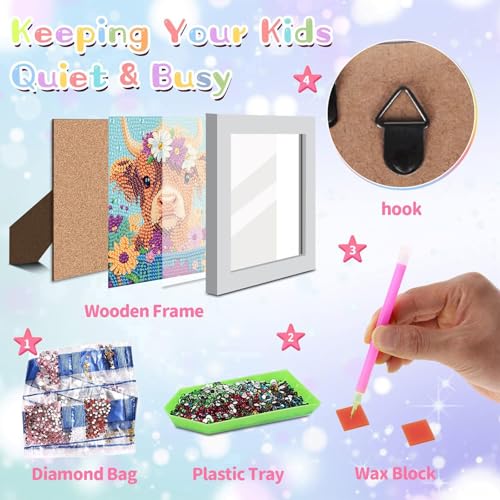Highland Cow Diamond Art Painting Kits for Kids with Frame Ages 4-8-12 - color: CC888
