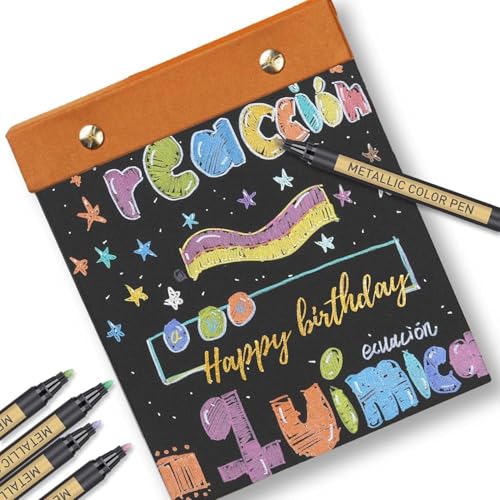 JR.WHITE Metallic Paint Markers, 10 Colors for Scrapbook, Black Paper, Photo Album, Rock Painting, Glass, Wood, Scrapbook Supplies, Card Making Kit, DIY Arts & Crafts