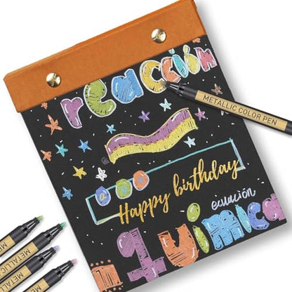 JR.WHITE Metallic Paint Markers, 10 Colors for Scrapbook, Black Paper, Photo Album, Rock Painting, Glass, Wood, Scrapbook Supplies, Card Making Kit, DIY Arts & Crafts