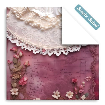 Scrapbook Paper, 24 Sheets 6"×6" 160gsm Single-Sided Patterned Cardstock - color: 24 sheets-pearl lace
