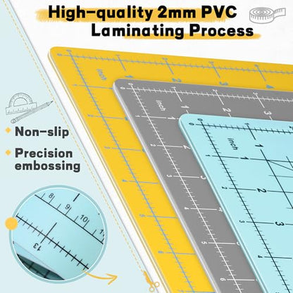 Self Healing Cutting Mat 18" x 12", A3 Double-Sided for Sewing & Quilting - color: Lemon Yellow, size: A3:18‘’x12‘’